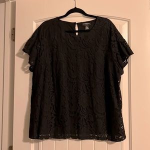 Liz Claiborne Black Lined Lace Blouse 2X